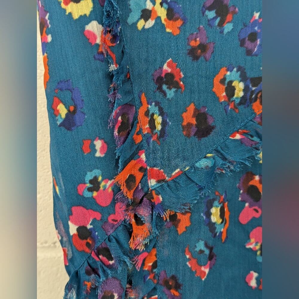 RTR sz4 Jason Wu Collective Blue Leopard floral Midi Dress printed chiffon - Picture 7 of 15